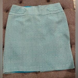 The LIMITED turquoise/teal TWEED blend skirt Sz12 EUC
